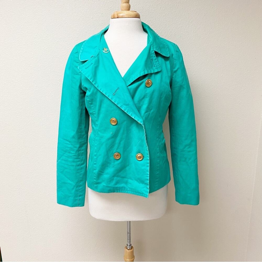Forever 21 Teal Jacket with gold buttons M